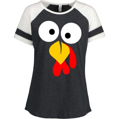 Turkey Gobble Face Costume Enza Ladies Jersey Colorblock Tee