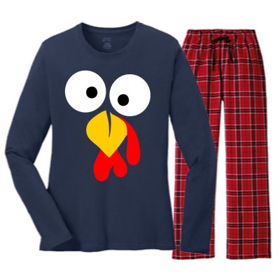 Turkey Gobble Face Costume Women's Long Sleeve Flannel Pajama Set 