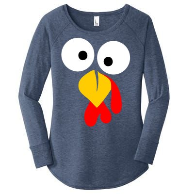 Turkey Gobble Face Costume Women's Perfect Tri Tunic Long Sleeve Shirt