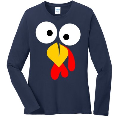 Turkey Gobble Face Costume Ladies Long Sleeve Shirt