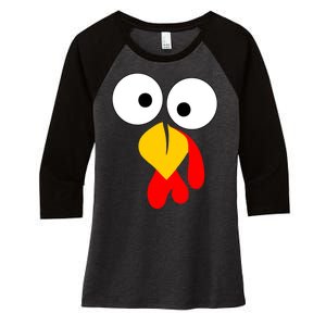 Turkey Gobble Face Costume Women's Tri-Blend 3/4-Sleeve Raglan Shirt