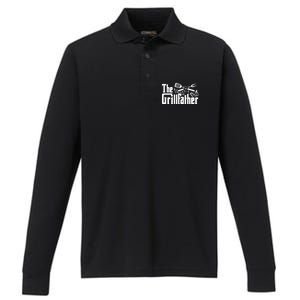 The Grillfather Funny Cool Bbq Grill Chef Gift Performance Long Sleeve Polo