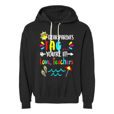 Teacher Gift Funny Last Day Of School Garment-Dyed Fleece Hoodie