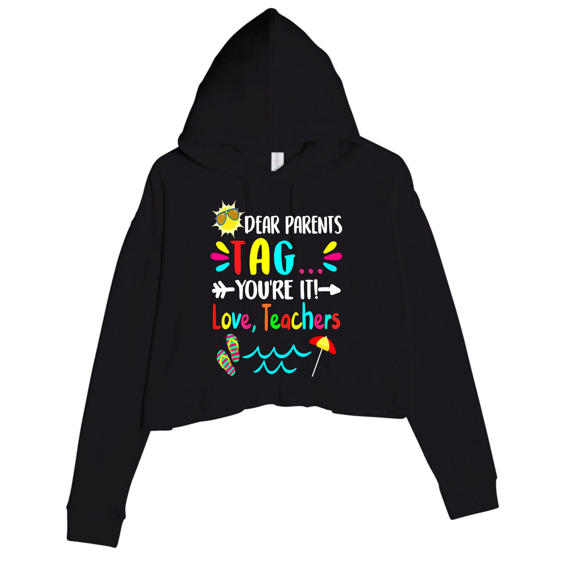Teacher Gift Funny Last Day Of School Crop Fleece Hoodie
