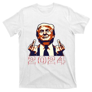 Trump Giving Finger 2024 Flipping Off Design T-Shirt