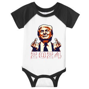 Trump Giving Finger 2024 Flipping Off Design Infant Baby Jersey Bodysuit