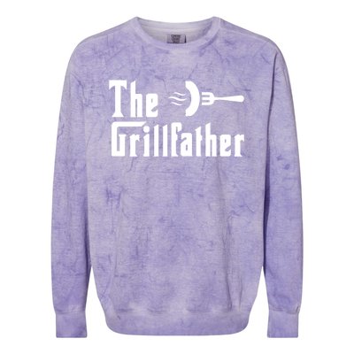 The Grillfather Funny Dad Grandpa Barbecue Grilling Gift Colorblast Crewneck Sweatshirt