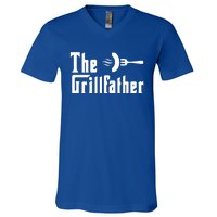 The Grillfather Funny Dad Grandpa Barbecue Grilling Gift V-Neck T-Shirt