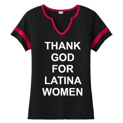 Thank God For Latina Women Power Hispanic Flowers Ladies Halftime Notch Neck Tee