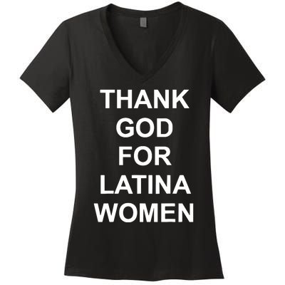 Thank God For Latina Women Power Hispanic Flowers Women's V-Neck T-Shirt