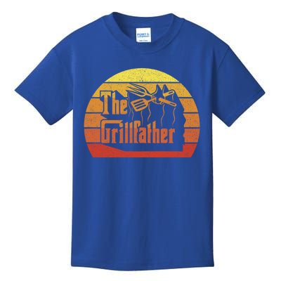 The Grillfather Funny Dad Grandpa Grilling Bbq Meat Vintage Funny Gift Kids T-Shirt