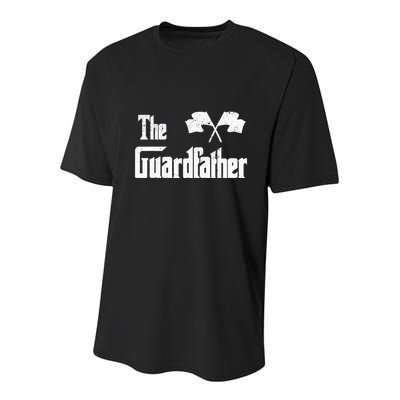 The Guardfather Funny Meme Color Guard Proud Dad Colorguard Youth Performance Sprint T-Shirt