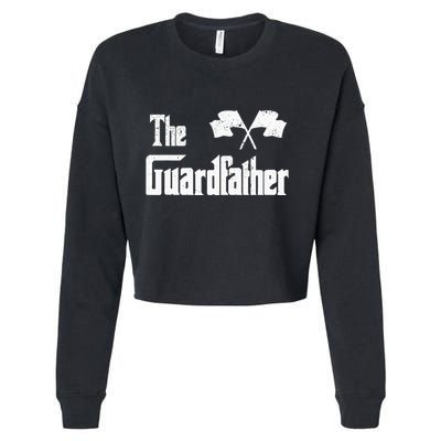 The Guardfather Funny Meme Color Guard Proud Dad Colorguard Cropped Pullover Crew
