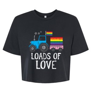 Tractor Gay Flag Loads Of Love Cute Rainbow Pride Lgbt Truck Gift Bella+Canvas Jersey Crop Tee