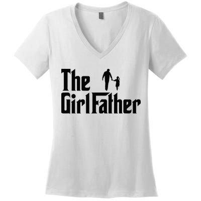 The Girl Father Funny Dad Of Daddy Daughter Women's V-Neck T-Shirt