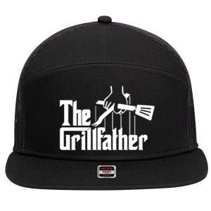 The Grillfather Funny Fathers Day Gift Grandfather Gift 7 Panel Mesh Trucker Snapback Hat