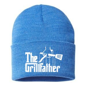 The Grillfather Funny Fathers Day Gift Grandfather Gift Sustainable Knit Beanie