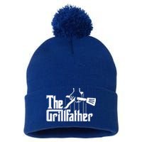 The Grillfather Funny Fathers Day Gift Grandfather Gift Pom Pom 12in Knit Beanie