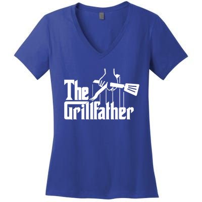 The Grillfather Funny Fathers Day Gift Grandfather Gift Women's V-Neck T-Shirt