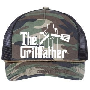 The Grillfather Funny Fathers Day Gift Grandfather Gift Retro Rope Trucker Hat Cap