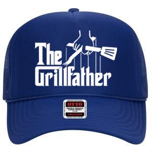 The Grillfather Funny Fathers Day Gift Grandfather Gift High Crown Mesh Back Trucker Hat