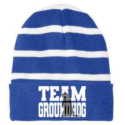 Team Groundhog Fun Matching Groundhog Day Design Gift Striped Beanie with Solid Band