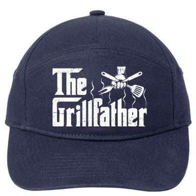 The Grillfather Funny Retro Barbecue Lover Bbq And Grilling Cute Gift 7-Panel Snapback Hat