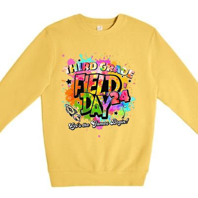 Third Grade Field Day 2024 Let The Games Begin Teachers Premium Crewneck Sweatshirt