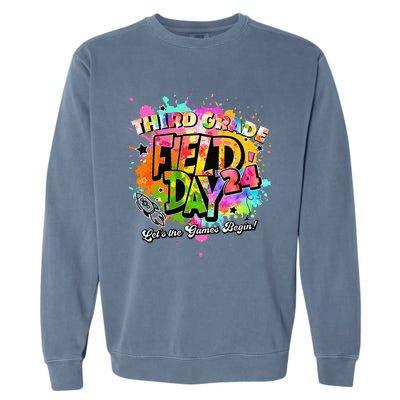 Third Grade Field Day 2024 Let The Games Begin Teachers Garment-Dyed Sweatshirt