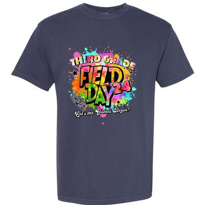 Third Grade Field Day 2024 Let The Games Begin Teachers Garment-Dyed Heavyweight T-Shirt