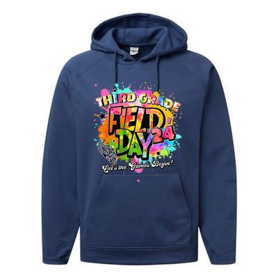 Third Grade Field Day 2024 Let The Games Begin Teachers Performance Fleece Hoodie