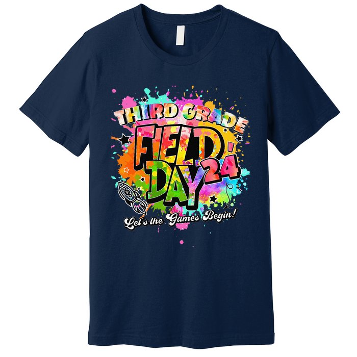 Third Grade Field Day 2024 Let The Games Begin Teachers Premium T-Shirt