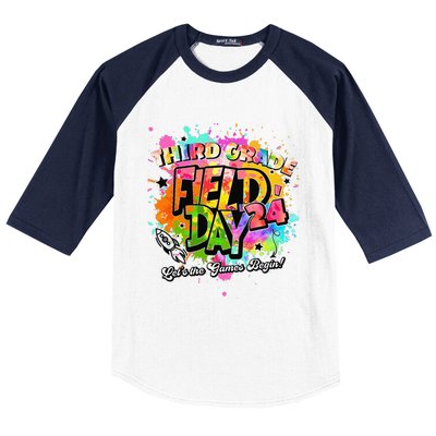 Third Grade Field Day 2024 Let The Games Begin Teachers Baseball Sleeve Shirt