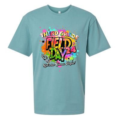 Third Grade Field Day 2024 Let The Games Begin Teachers Sueded Cloud Jersey T-Shirt