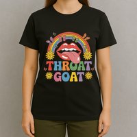 Throat Goat Funny Rainbow Pride Lips Tongue Novelty T-Shirt