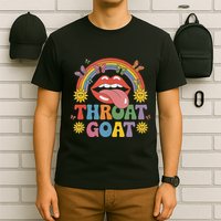 Throat Goat Funny Rainbow Pride Lips Tongue Novelty T-Shirt