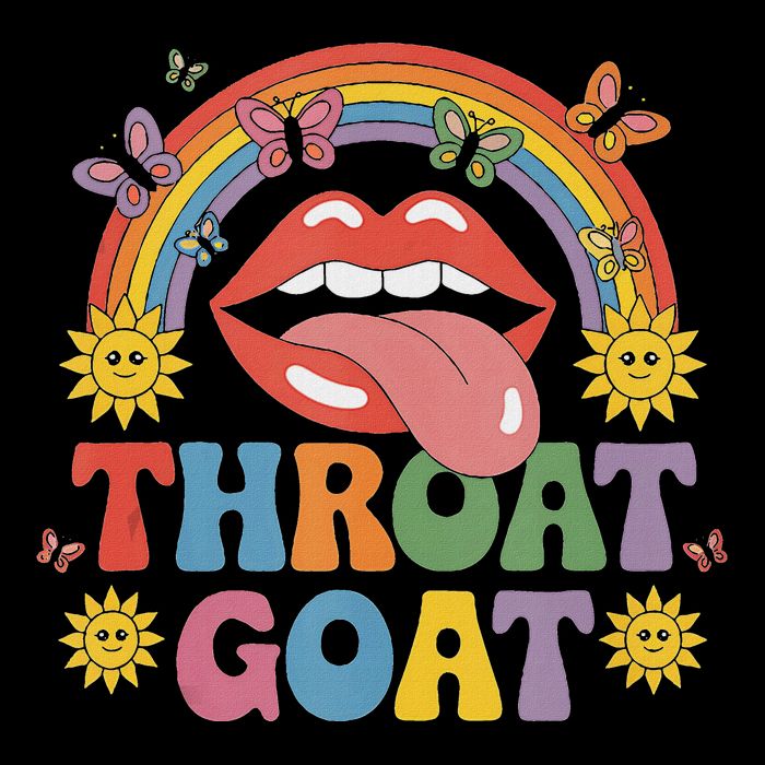 Throat Goat Funny Rainbow Pride Lips Tongue Novelty T-Shirt
