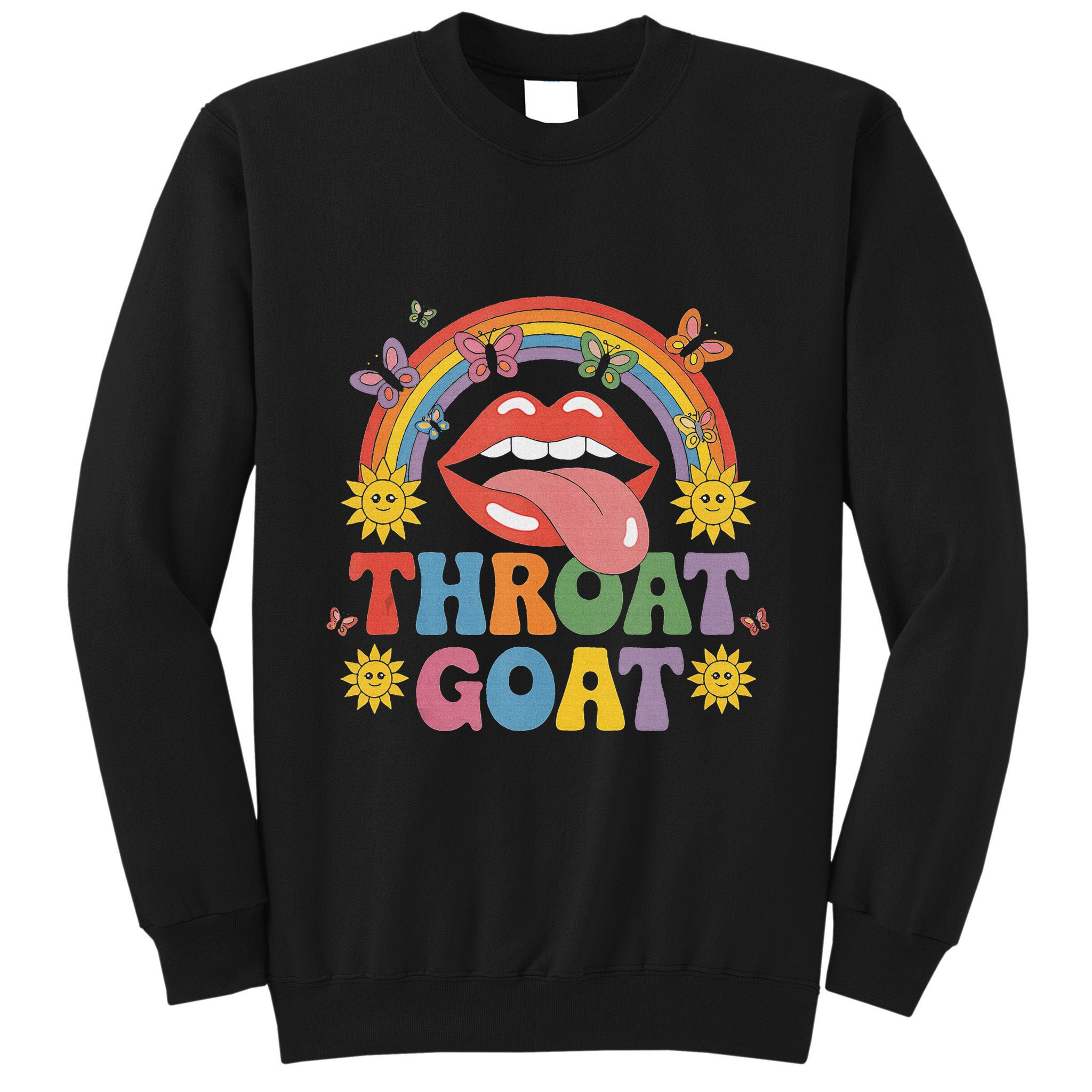 Throat Goat Funny Rainbow Pride Lips Tongue Novelty Tall Sweatshirt