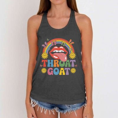Throat Goat Funny Rainbow Pride Lips Tongue Novelty Women's Knotted Racerback Tank