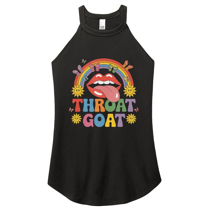 Throat Goat Funny Rainbow Pride Lips Tongue Novelty Women's Perfect Tri Rocker Tank