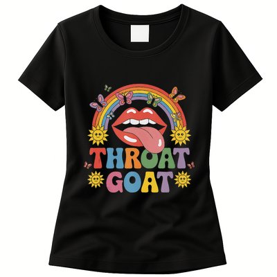 Throat Goat Funny Rainbow Pride Lips Tongue Novelty Womens T-Shirt