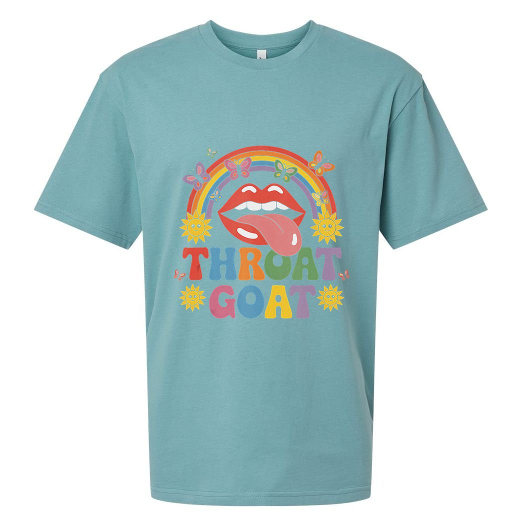 Throat Goat Funny Rainbow Pride Lips Tongue Novelty Sueded Cloud Jersey T-Shirt