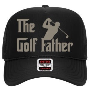 The Golf Father Funny Golfing For Golfer High Crown Mesh Back Trucker Hat