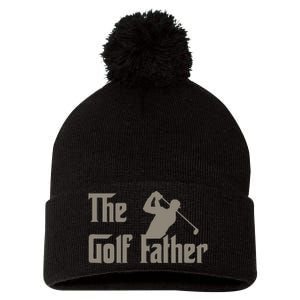 The Golf Father Funny Golfing For Golfer Pom Pom 12in Knit Beanie