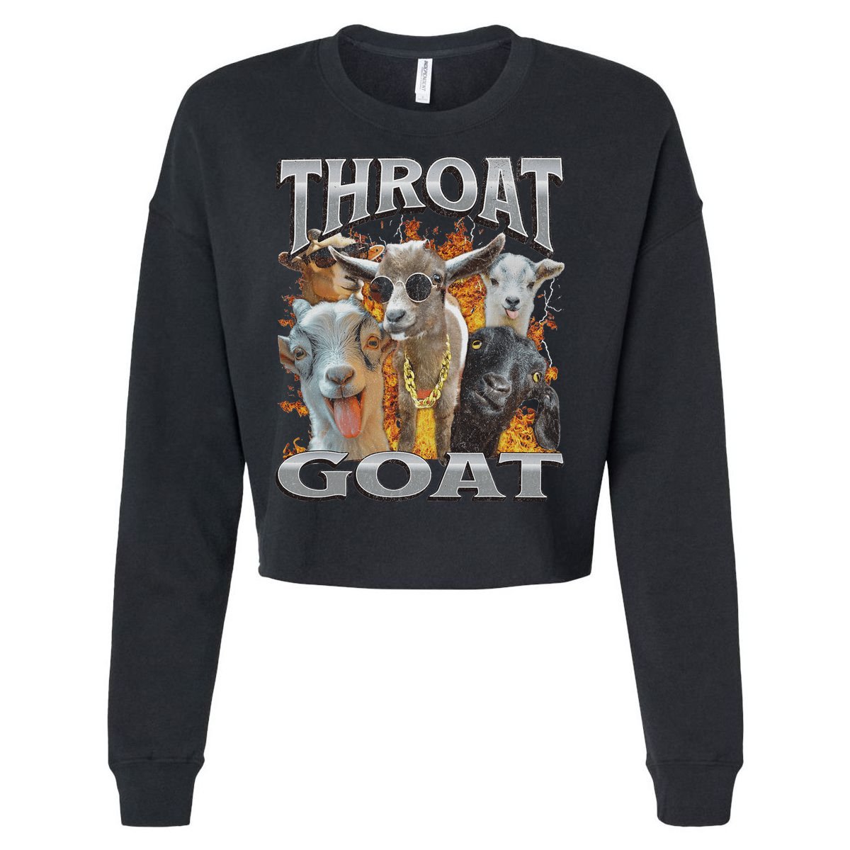 Throat Goat Funny Offensive Adult Humor Bootleg Cropped Pullover Crew