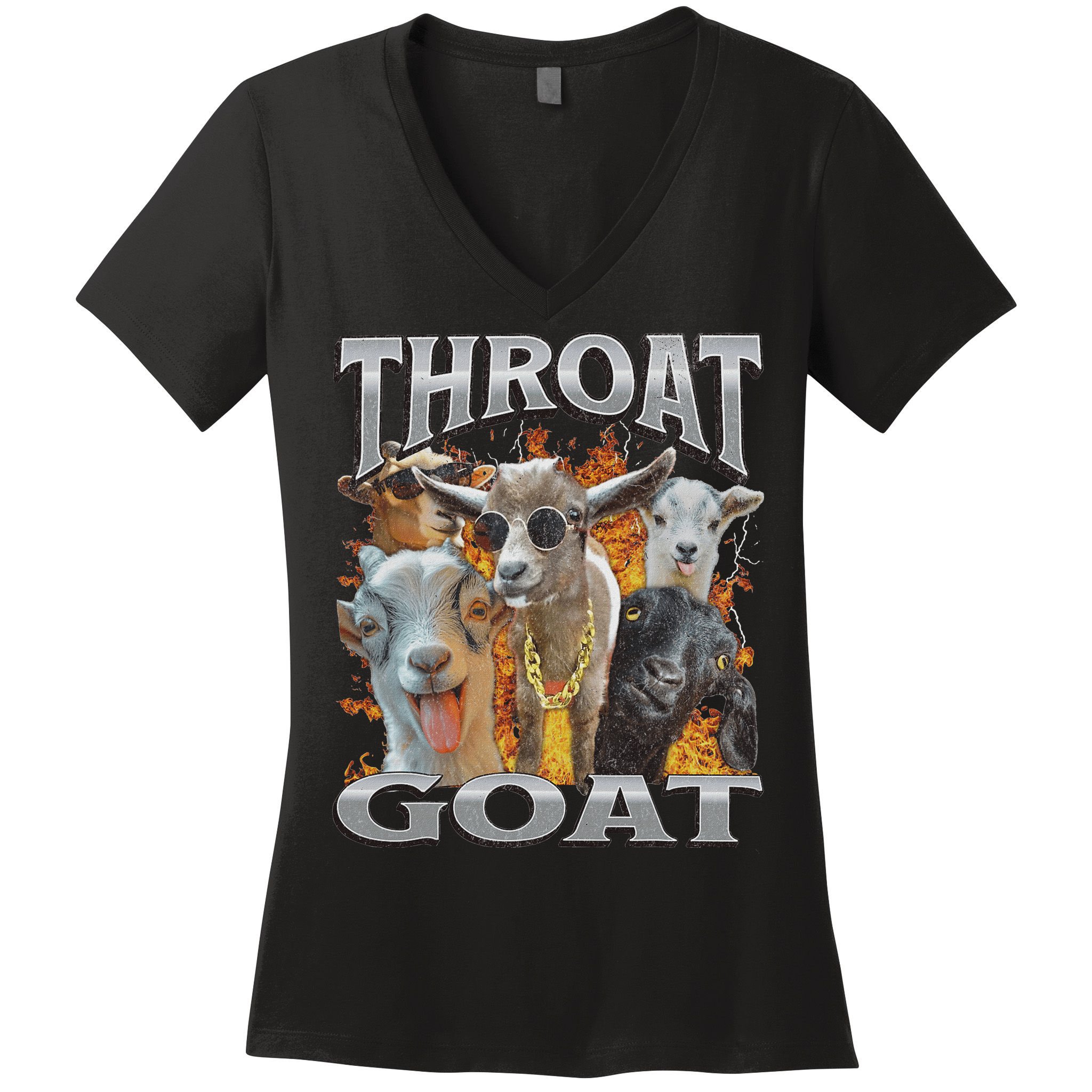 Throat Goat Funny Offensive Adult Humor Bootleg Women's V-Neck T-Shirt