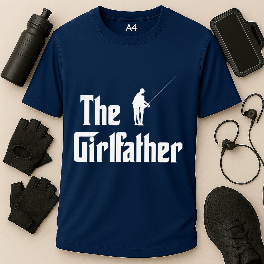 The Girlfather Funny Dad Of Girl Fishing Father And Daughter Cooling Performance Crew T-Shirt