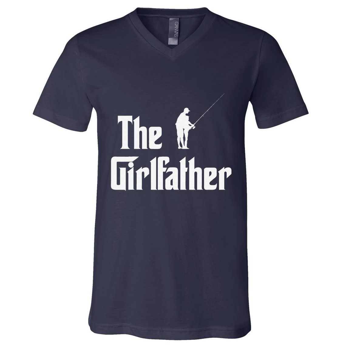 The Girlfather Funny Dad Of Girl Fishing Father And Daughter V-Neck T-Shirt