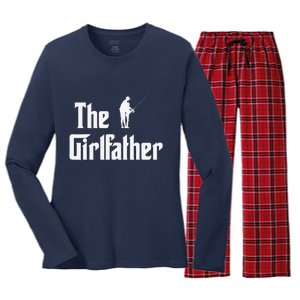 The Girlfather Funny Dad Of Girl Fishing Father And Daughter Women's Long Sleeve Flannel Pajama Set 