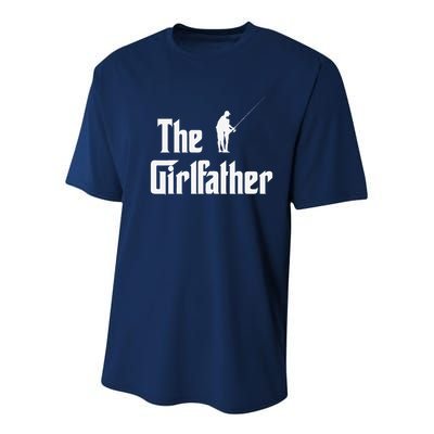 The Girlfather Funny Dad Of Girl Fishing Father And Daughter Youth Performance Sprint T-Shirt
